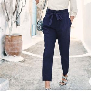 New with tags Boden Wide Leg Paper Bag Waist Crop Trousers Women's 6R Navy Blue